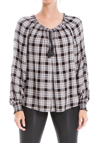 Imbracaminte femei max studio plaid long sleeve blouse black559