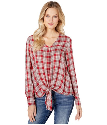 Imbracaminte femei maxstudio front tie rayon plaid top red