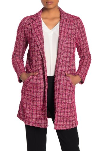 Imbracaminte femei melloday lightweight tweed topper jacket petite hot pink tweed