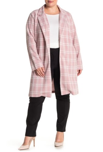 Imbracaminte femei melloday plaid print jacket plus size mauveivory