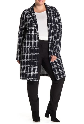 Imbracaminte femei melloday plaid print jacket plus size navyivory