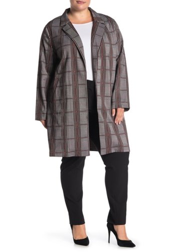 Imbracaminte femei melloday plaid print jacket plus size rustblk