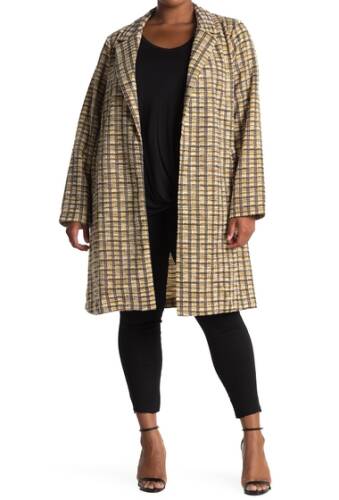 Imbracaminte femei melloday print jacket plus size yellowblack check