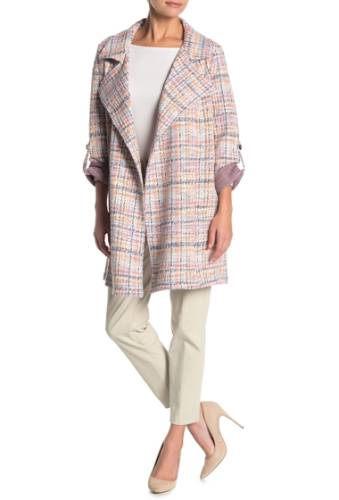 Imbracaminte femei melloday tweed trench coat regular petite pink multi