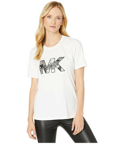 Imbracaminte femei michael michael kors camo mk logo t-shirt white