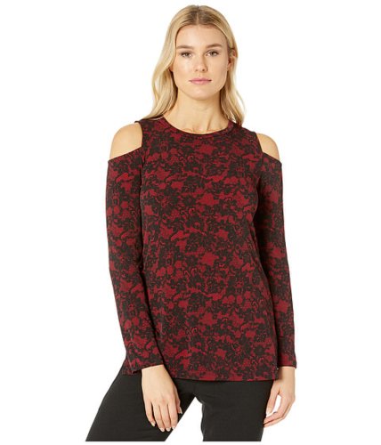Imbracaminte femei michael michael kors glam lace long sleeve cold-shoulder red currant