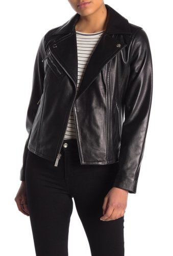 Imbracaminte femei michael michael kors missy asymmetrical moto leather jacket black