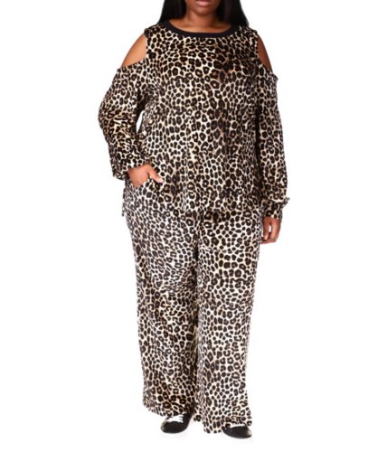 Imbracaminte femei michael michael kors plus size cheetah straight leg pants dark camel