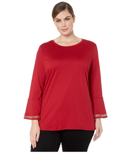 Imbracaminte femei michael michael kors plus size embroidered chain 34 sleeve top red currant