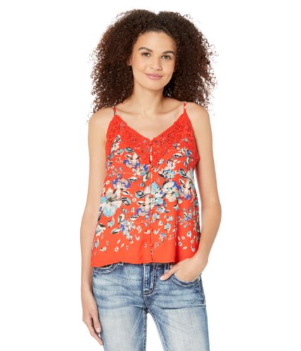 Imbracaminte femei miss me floral print crochet detailed button-up cami red
