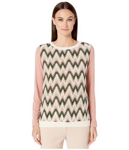 Imbracaminte femei missoni long sleeve jersey top with silk front panel old rose
