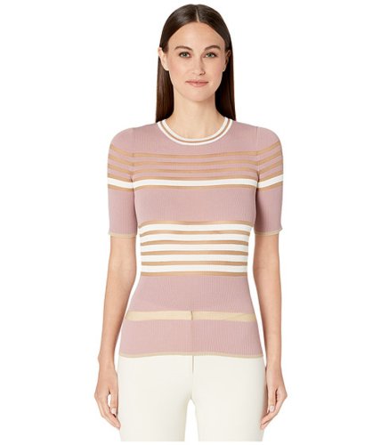 Imbracaminte femei missoni short sleeve tee in sheers stripes pinkwhite