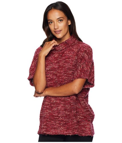 Imbracaminte femei mod-o-doc boucle slouchy funnel neck short sleeve pullover cranberry