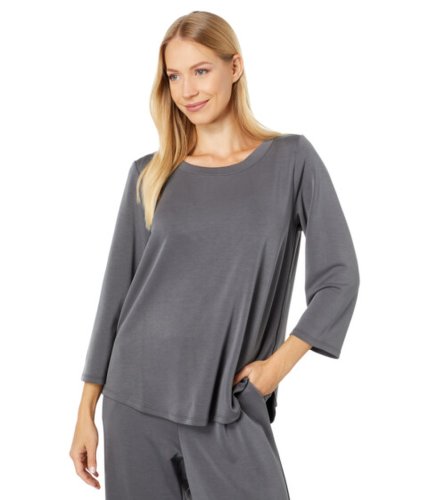 Imbracaminte femei mod-o-doc travel cupro blend 34 sleeve shirttail tunic dark grey