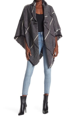 Imbracaminte femei modena woven windowpane plaid print cape grey