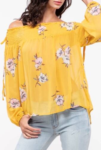 Imbracaminte femei moon river floral off-the-shoulder top yellow mul