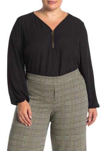 Imbracaminte femei nanette nanette lepore long sleeve v-neck blouse plus size very black