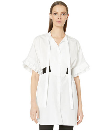 Imbracaminte femei neil barrett frill sleeve stretch cotton poplin tunic shirt white