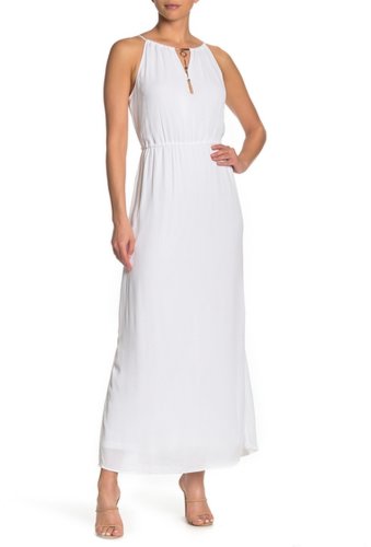 Imbracaminte femei nina leonard keyhole tassel sleeveless maxi dress white