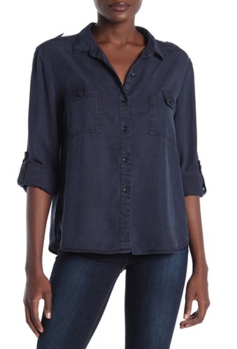 Imbracaminte femei on the road stina patch pocket woven button down shirt midnight