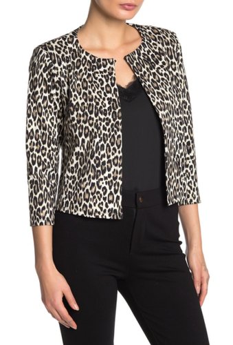 Imbracaminte femei philosophy apparel 34 sleeve cropped jacket petite beige leopard