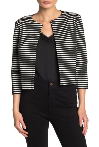 Imbracaminte femei philosophy apparel 34 sleeve cropped jacket petite blackivory stripe