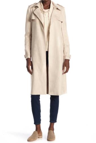Imbracaminte femei philosophy apparel belted faux suede trench coat pearl