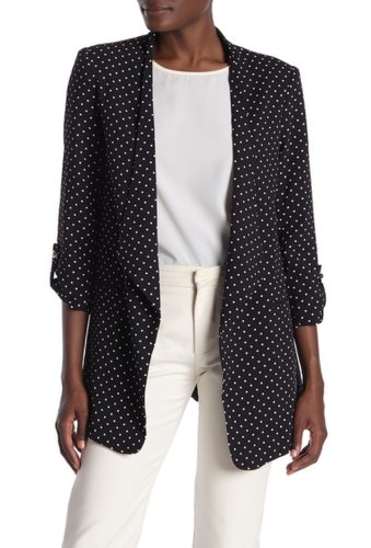 Imbracaminte femei philosophy apparel dot print roll tab sleeve blazer black white polka dot
