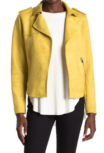 Imbracaminte femei philosophy apparel faux suede moto jacket chartreuse