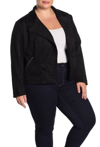 Imbracaminte femei philosophy apparel faux suede zip pocket jacket plus size black