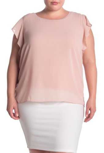 Imbracaminte femei philosophy apparel flutter sleeve chiffon top plus size lt blush
