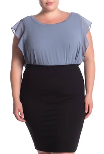 Imbracaminte femei philosophy apparel flutter sleeve chiffon top plus size slate blue