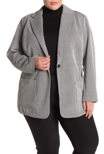 Imbracaminte femei philosophy apparel notch collar one button knit blazer plus size blkwht