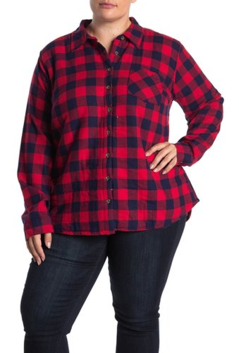 Imbracaminte femei planet gold plaid print faux shearling lined jacket plus size navyred