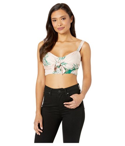 Imbracaminte femei plush silky floral bralette top with tie front pink floral palm