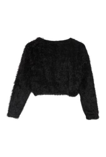 Imbracaminte femei poof fuzzy knit crop pullover sweater black