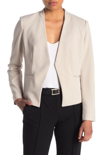 Imbracaminte femei premise studio long sleeve cropped open front knit blazer petite pale platinum