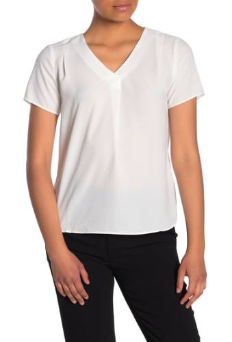 Imbracaminte femei premise studio short sleeve v-neck blouse petite white vera