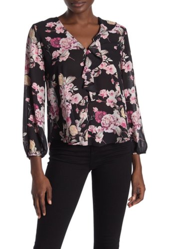 Imbracaminte femei rachel rachel roy floral ruffled chiffon blouse black combo