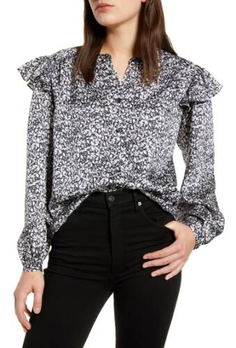 Imbracaminte femei rebecca minkoff rae floral ruffle shoulder blouse black multi