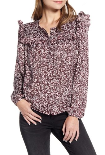 Imbracaminte femei rebecca minkoff selandra floral ruffled long sleeve blouse currant multi
