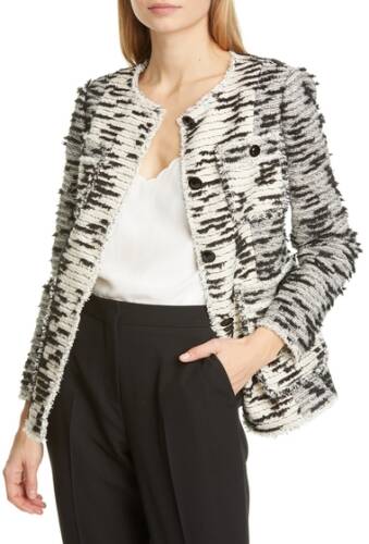 Imbracaminte femei rebecca taylor patched fringe tweed jacket cream comb