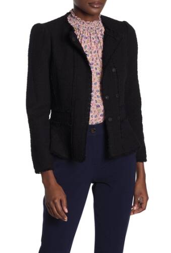 Imbracaminte femei rebecca taylor solid tweed snap peplum jacket black