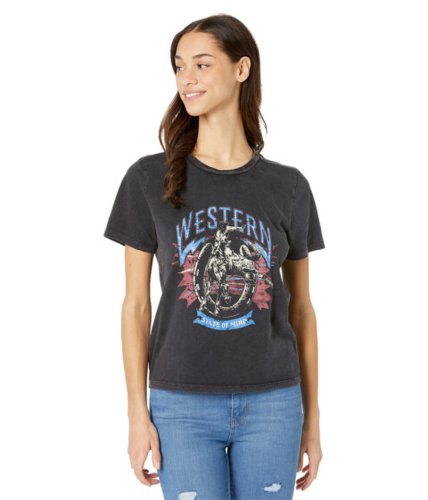 Imbracaminte femei rock and roll cowgirl boyfriend style tee with western rider graphic 49t3227 black