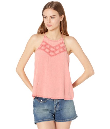 Imbracaminte femei rock and roll cowgirl high neck mineral wash tank blouse b5-9908 coral