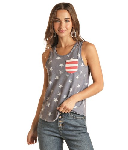 Imbracaminte femei rock and roll cowgirl stars and stripes tank rrwt20rzlw blue