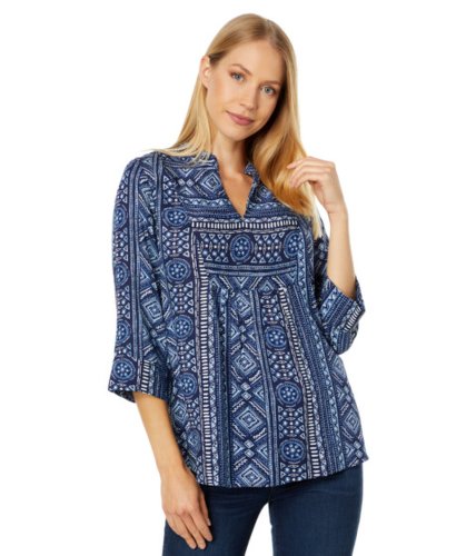 Imbracaminte femei roper rayon peasant blouse w indigo tribal print blue