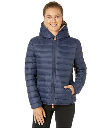 Imbracaminte femei save the duck giga 9 hoodie puffer jacket with sherpa lining navy blue