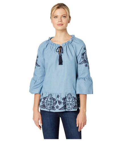 Imbracaminte femei scully jocelynn peplum blouse with embroidery blue
