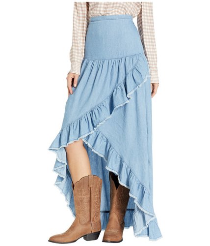 Imbracaminte femei scully tamia ruffle lightweight denim skirt light blue